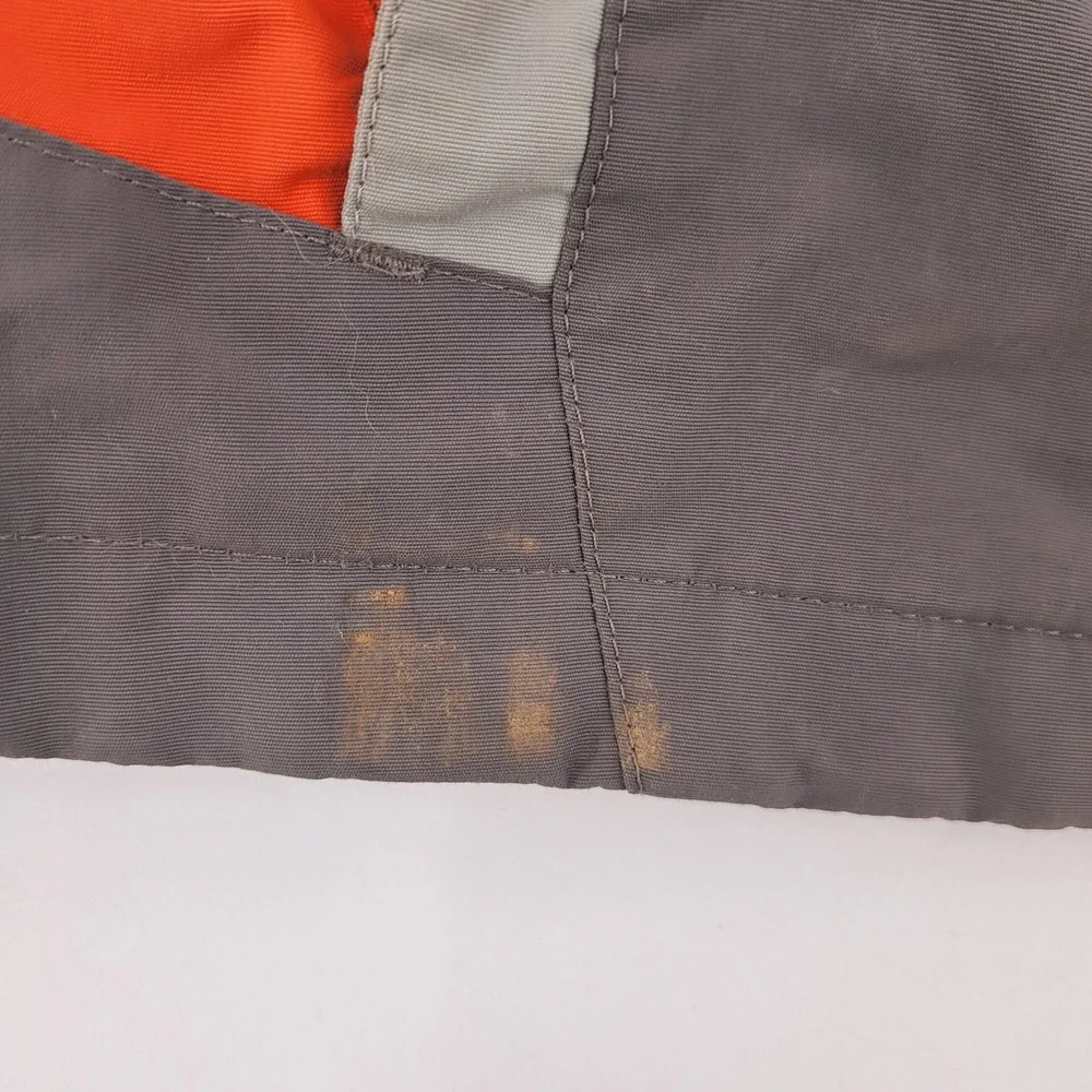 L.L. Bean Winter Jacket Kids M 10-12 Grey Orange Hooded Sherpa Lined Fleece